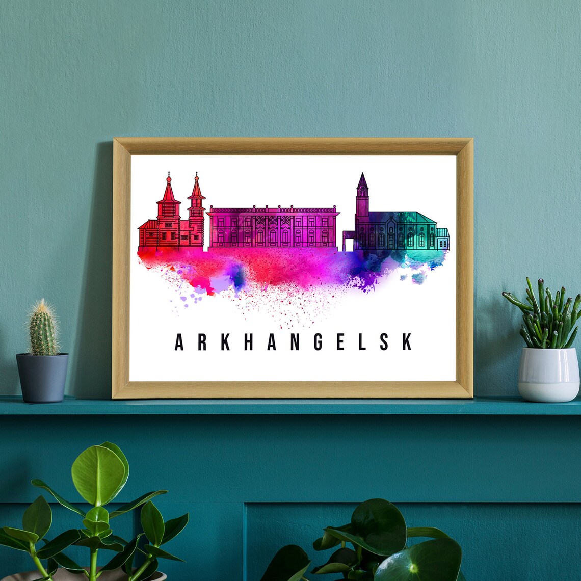 Russia Arkhangelsk Poster Skyline Poster Cityscape Poster Russia Landmark City Illustration Poster Home Wall Art Office Wall Art - Image 2