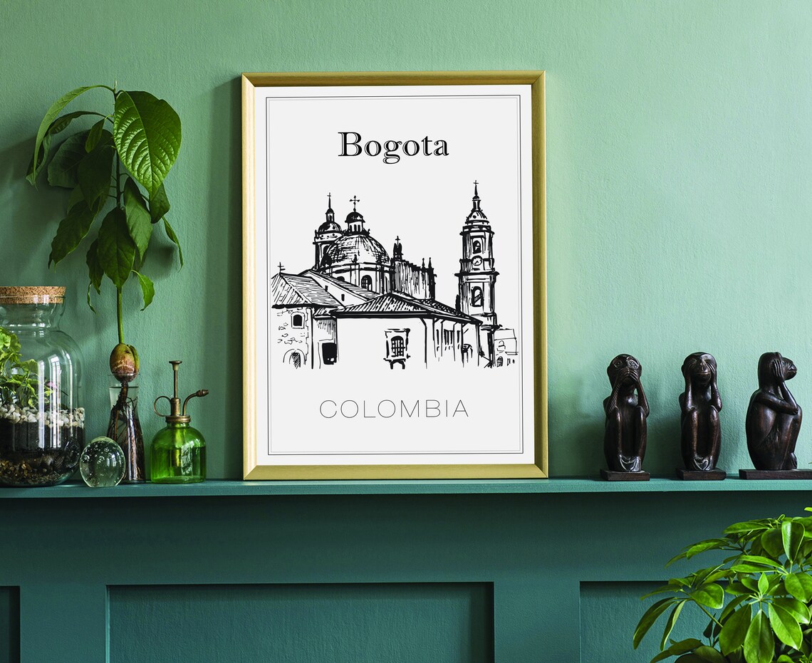 Bogota Colombia Hand Drawn Cathedral Landmark Sketch Art Poster - Image 3