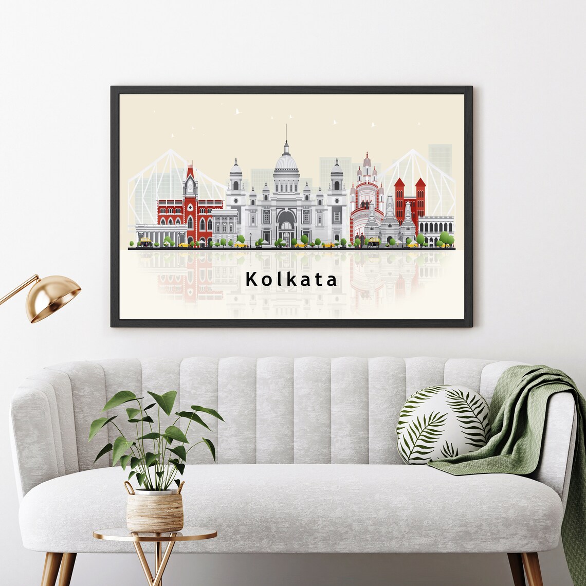 Kolkata India Victoria Memorial Skyline Illustration Travel Poster - Image 2