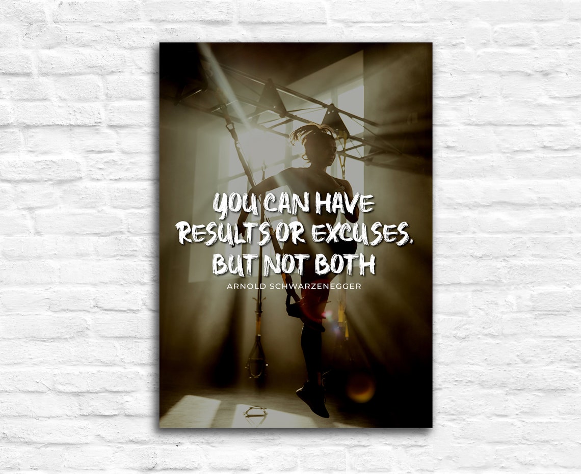 Arnold Schwarzenegger Results Or Excuses Gym Motivation Wall Art - Image 2