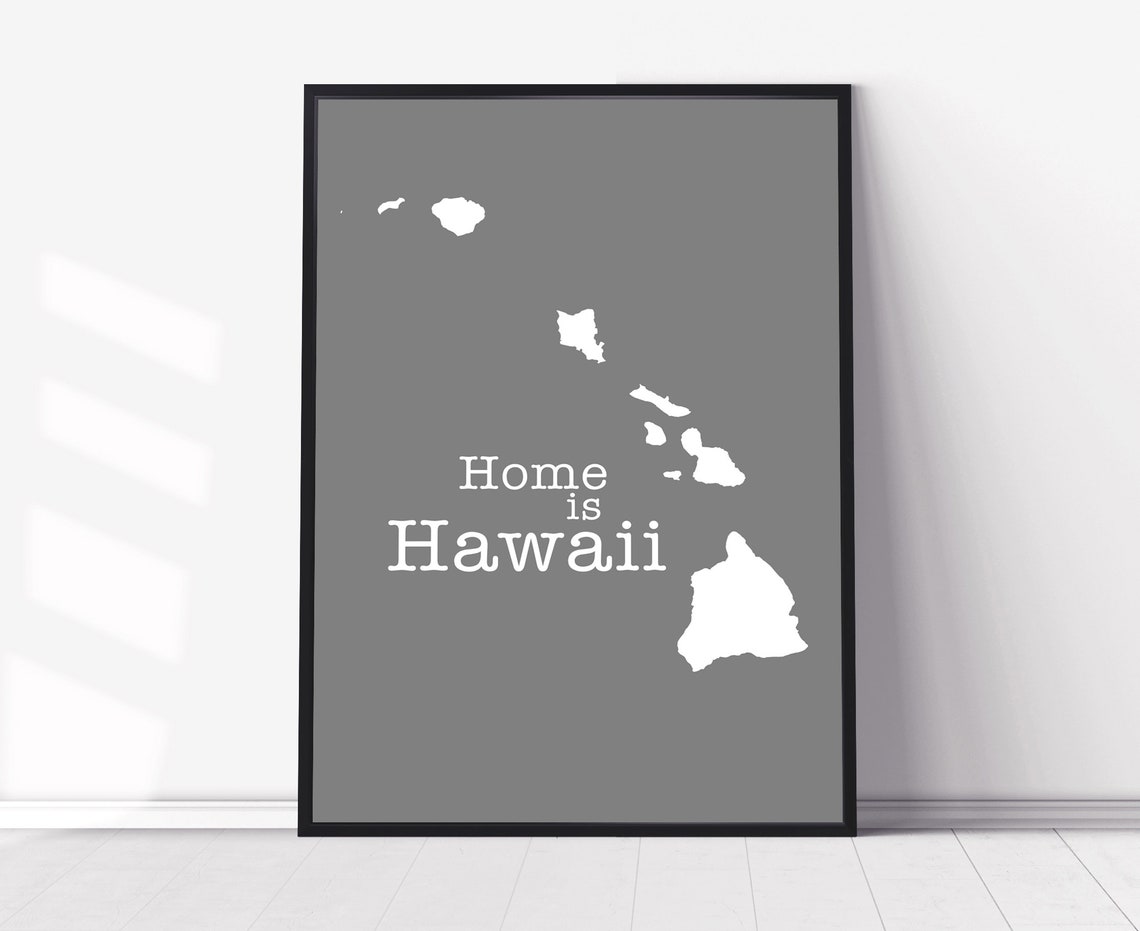 Hawaii Map Wall Art Hawaii Map Poster Print City Map Wall Decor Hawaii State Poster Print Office Wall Decor Home Wall Decor Home Gift