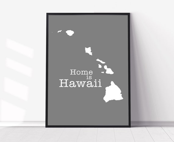Hawaii Map Wall Art Hawaii Map Poster Print City Map Wall Decor Hawaii State Poster Print Office Wall Decor Home Wall Decor Home Gift