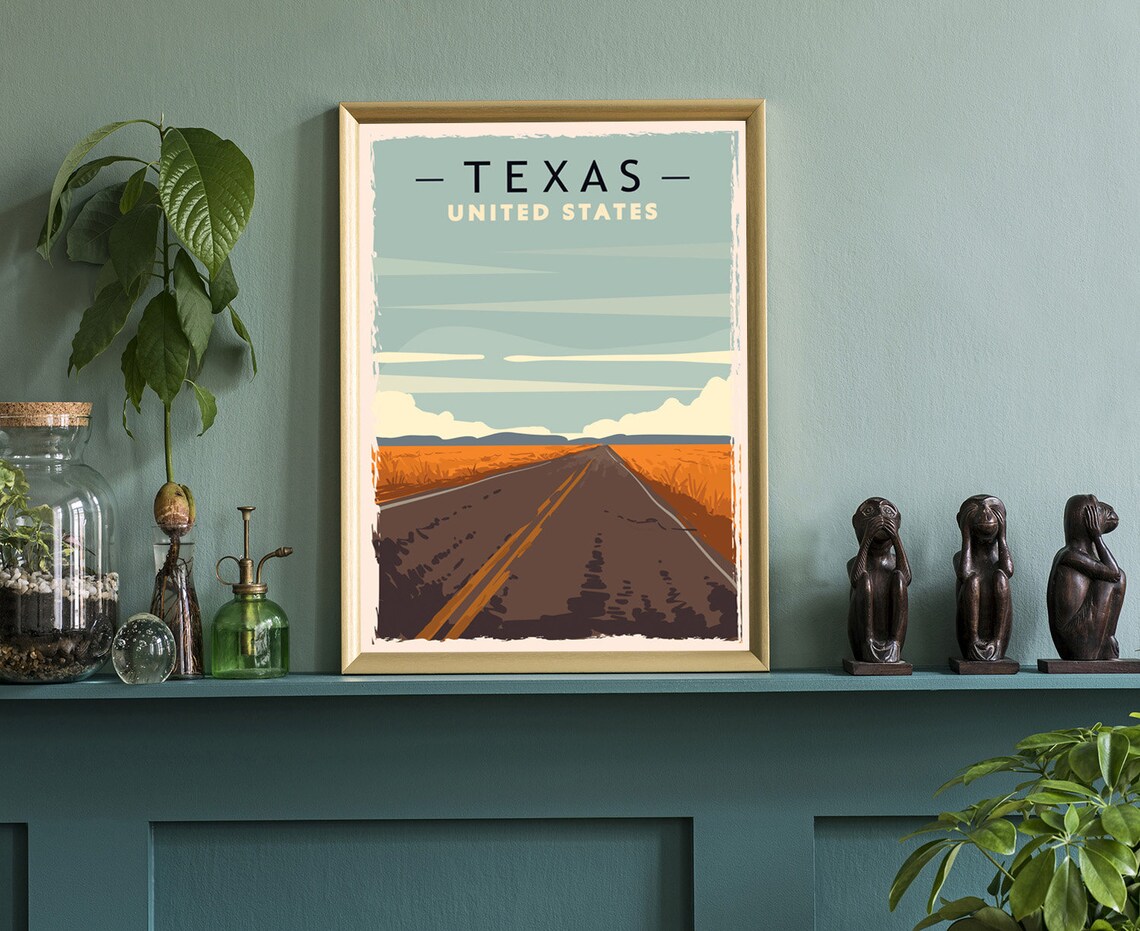 Texas United States Desert Highway Retro Vintage Road Trip Poster - Image 3