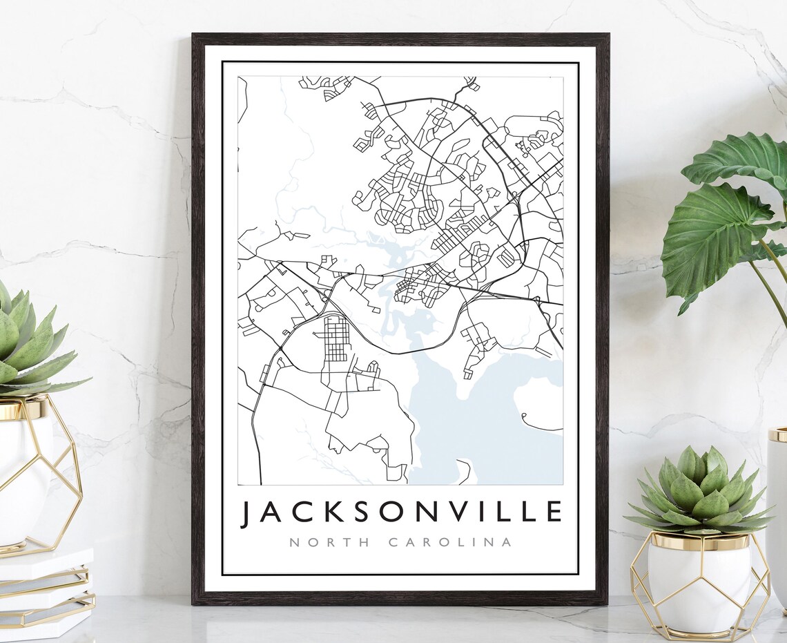 Jacksonville North Carolina City Street Map Minimalist Travel Poster