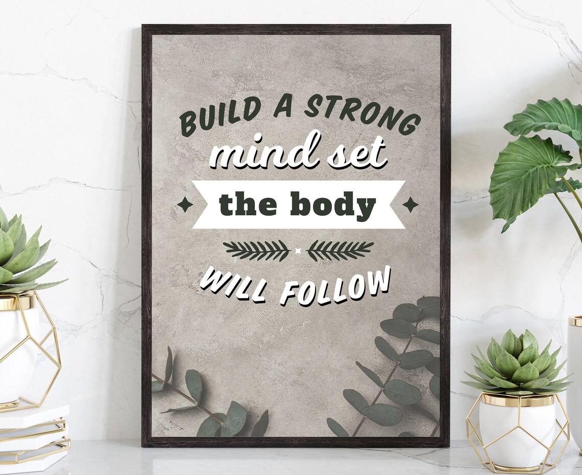 Build A Strong Mind Set Gym Quote Fitness Motivational Wall Poster