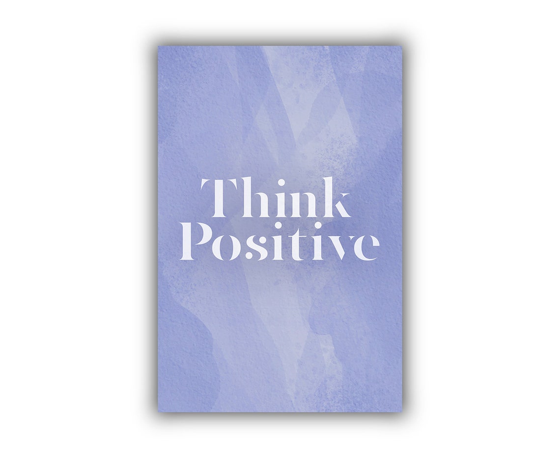 Think Positive Lavender Watercolor Typography Poster Wall Decor - Image 2