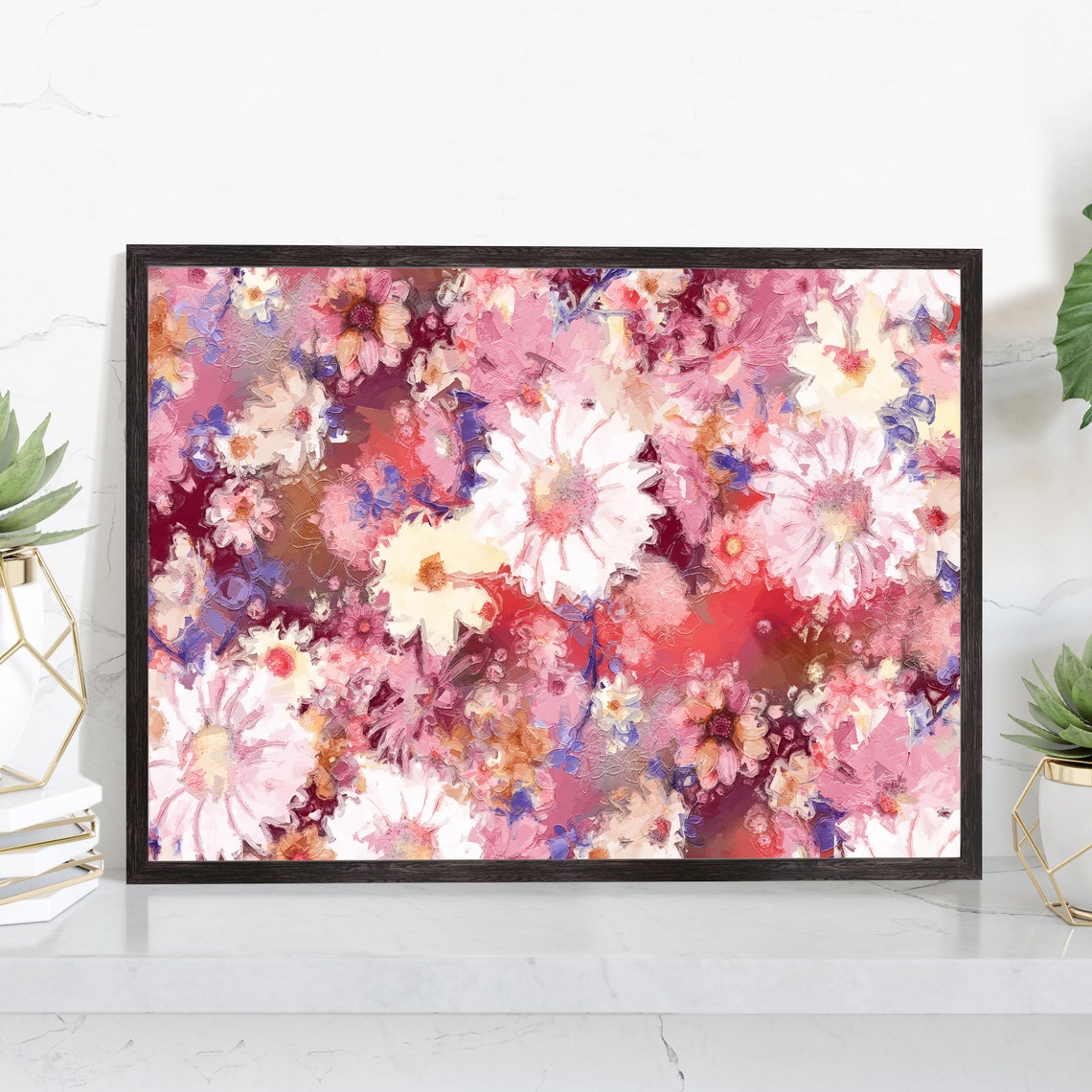 Flowers Oil Painting Flowers Still Life Poster Prints Flower Painting Prints Floral Texture Oil Painting Home Office Wall Art Decoration