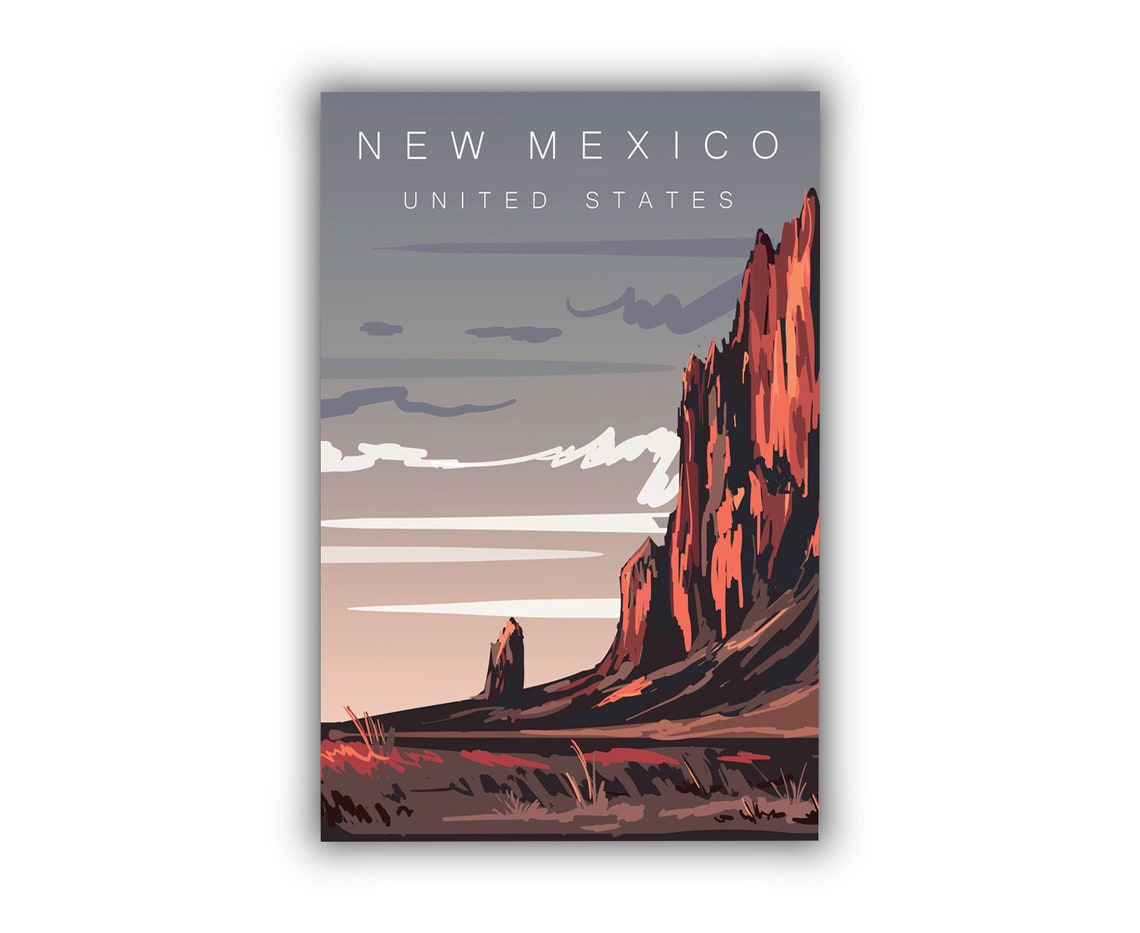 New Mexico Desert Red Rock Cliffs Retro Vintage Travel Poster Wall Art - Image 2