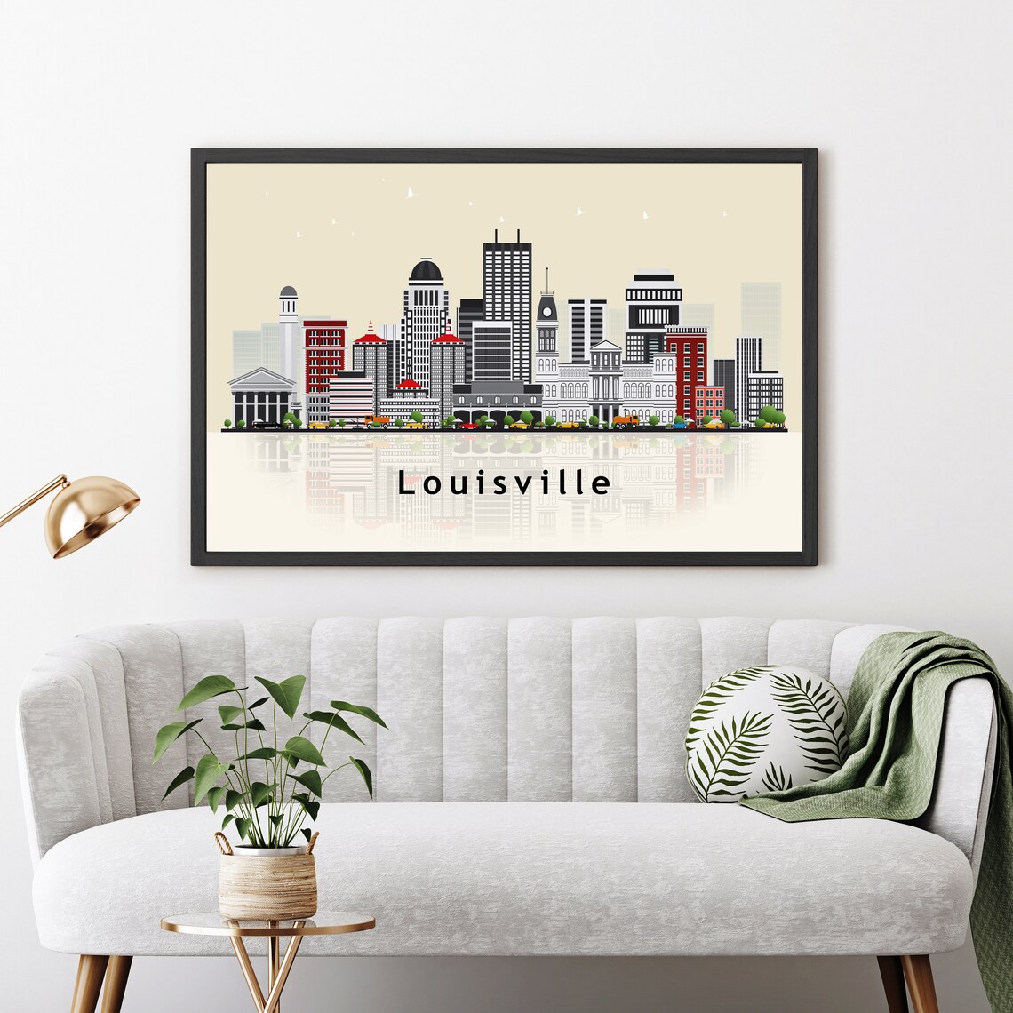 Louisville Kentucky City Skyline Reflection Modern Travel Poster - Image 3