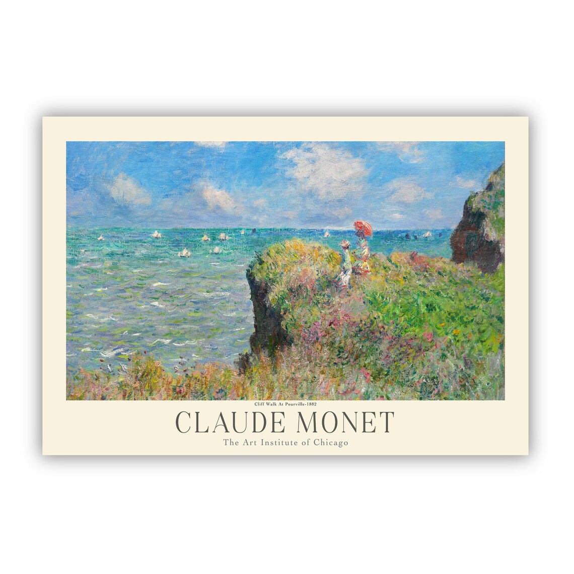 Claude Monet Cliff Walk at Pourville 1882 Museum Exhibition Wall Art Poster - Image 2