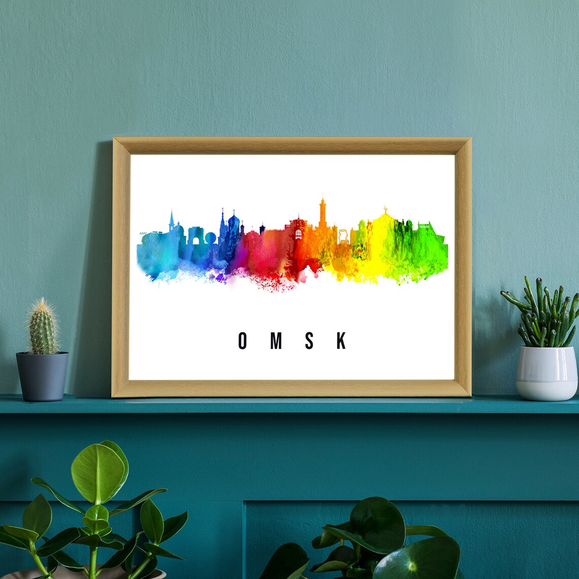 Omsk Russia Watercolor Silhouette Skyline Church Domes Poster - Image 2