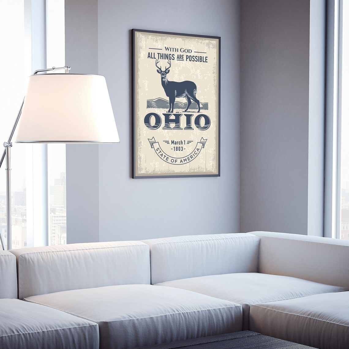 Ohio With God All Things Are Possible Deer Retro Vintage Travel Poster - Image 4