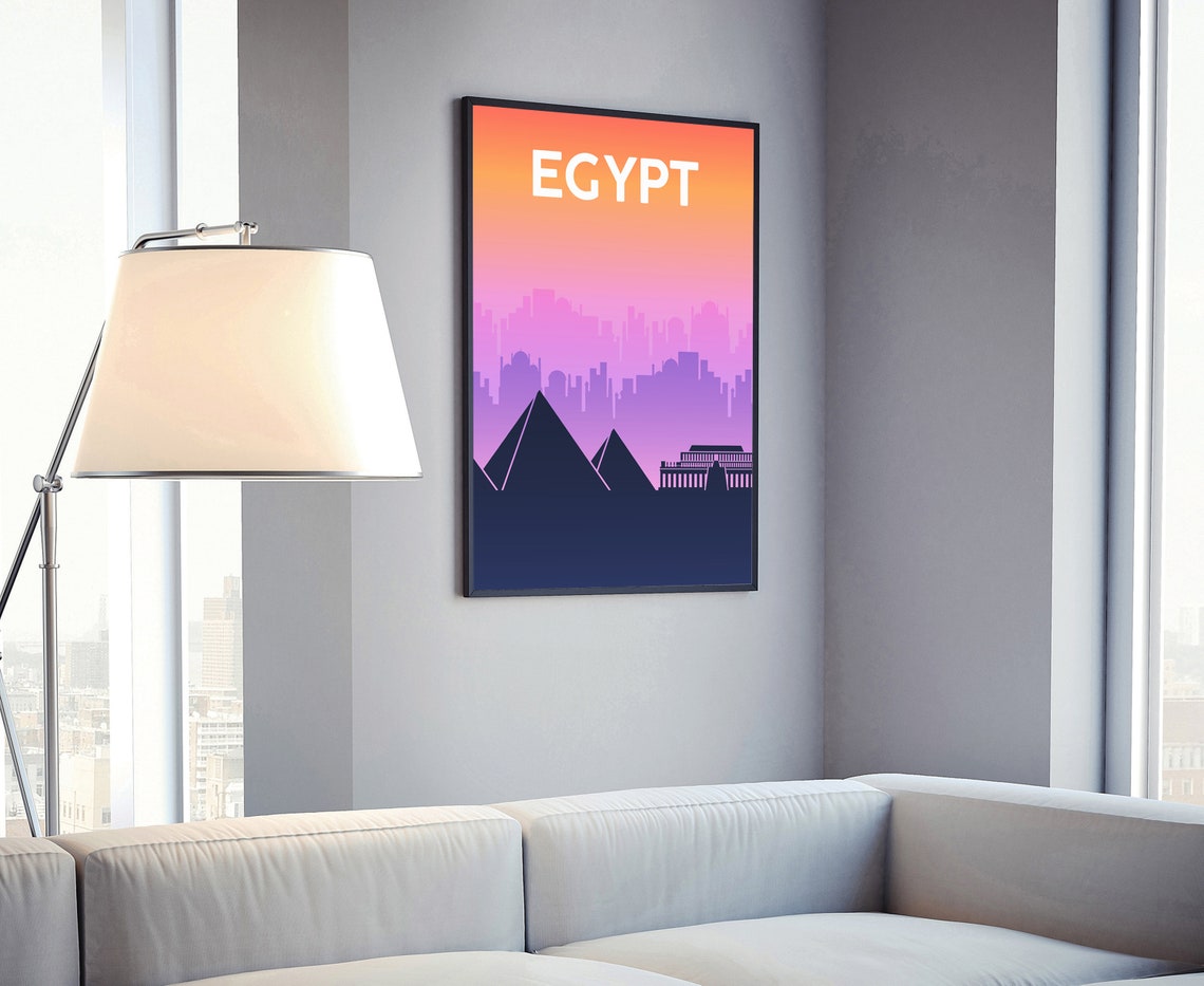 Egypt Pyramids Sunset Gradient Modern Desert Landmark Travel Poster - Image 4