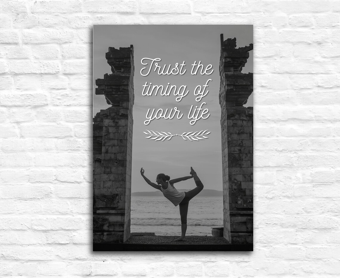 Trust the Timing of Your Life Yoga Quote Temple Gate Sunrise Poster - Image 2