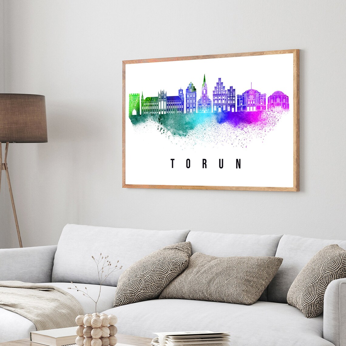 Torun Poland Gothic Old Town Watercolor Skyline Travel Poster - Image 3