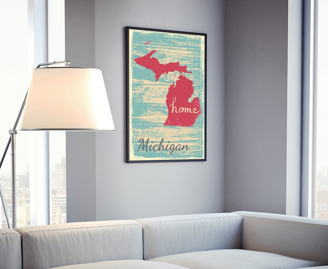 Michigan Home State Map Retro Distressed Wood Vintage Travel Poster - Image 4