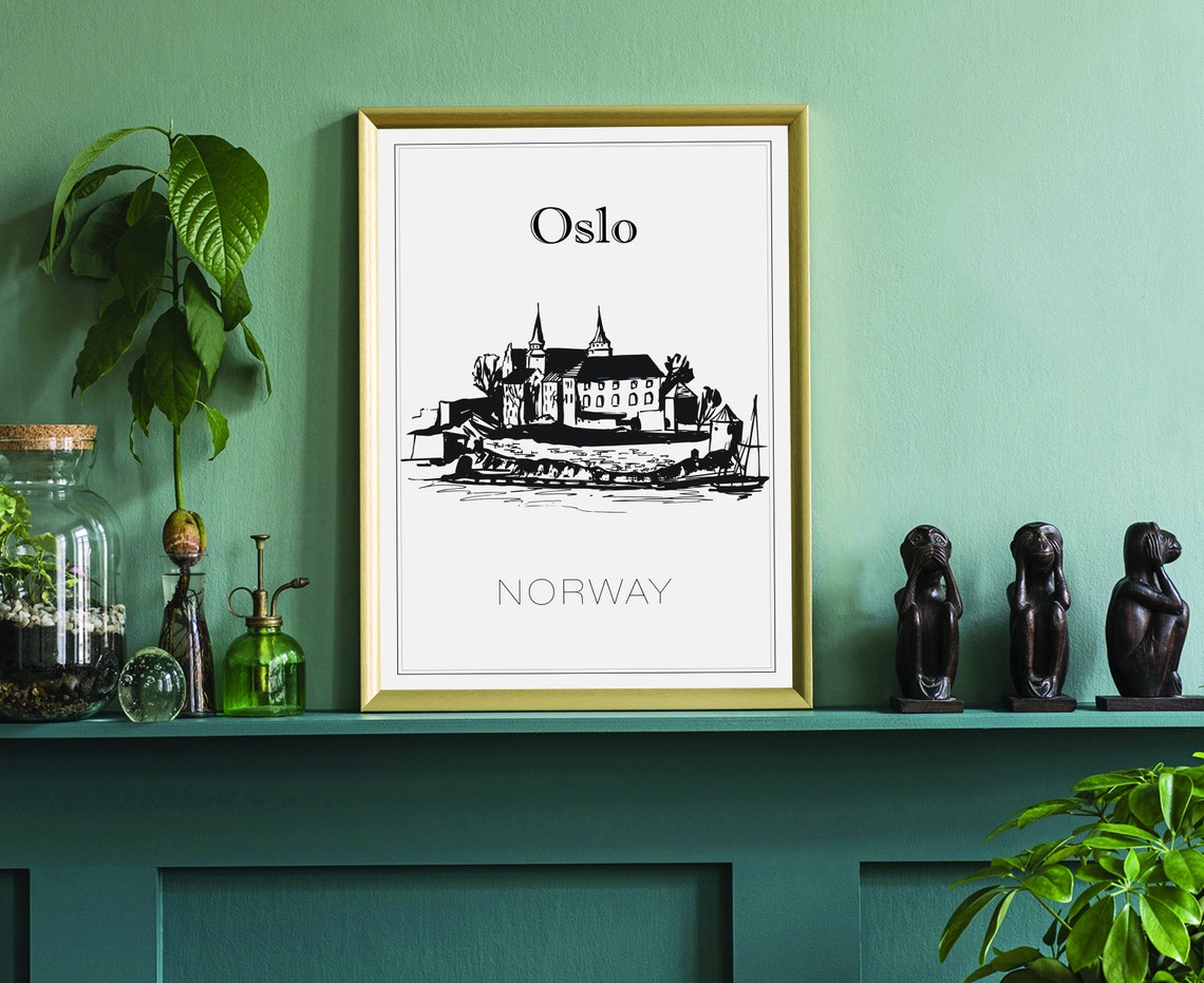 Oslo Norway Hand Drawn Waterfront Sketch Minimalist Travel Poster - Image 3