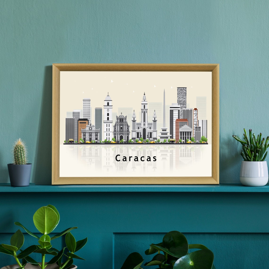 Caracas Venezuela Modern Skyline Illustration Landmarks Travel Poster - Image 2