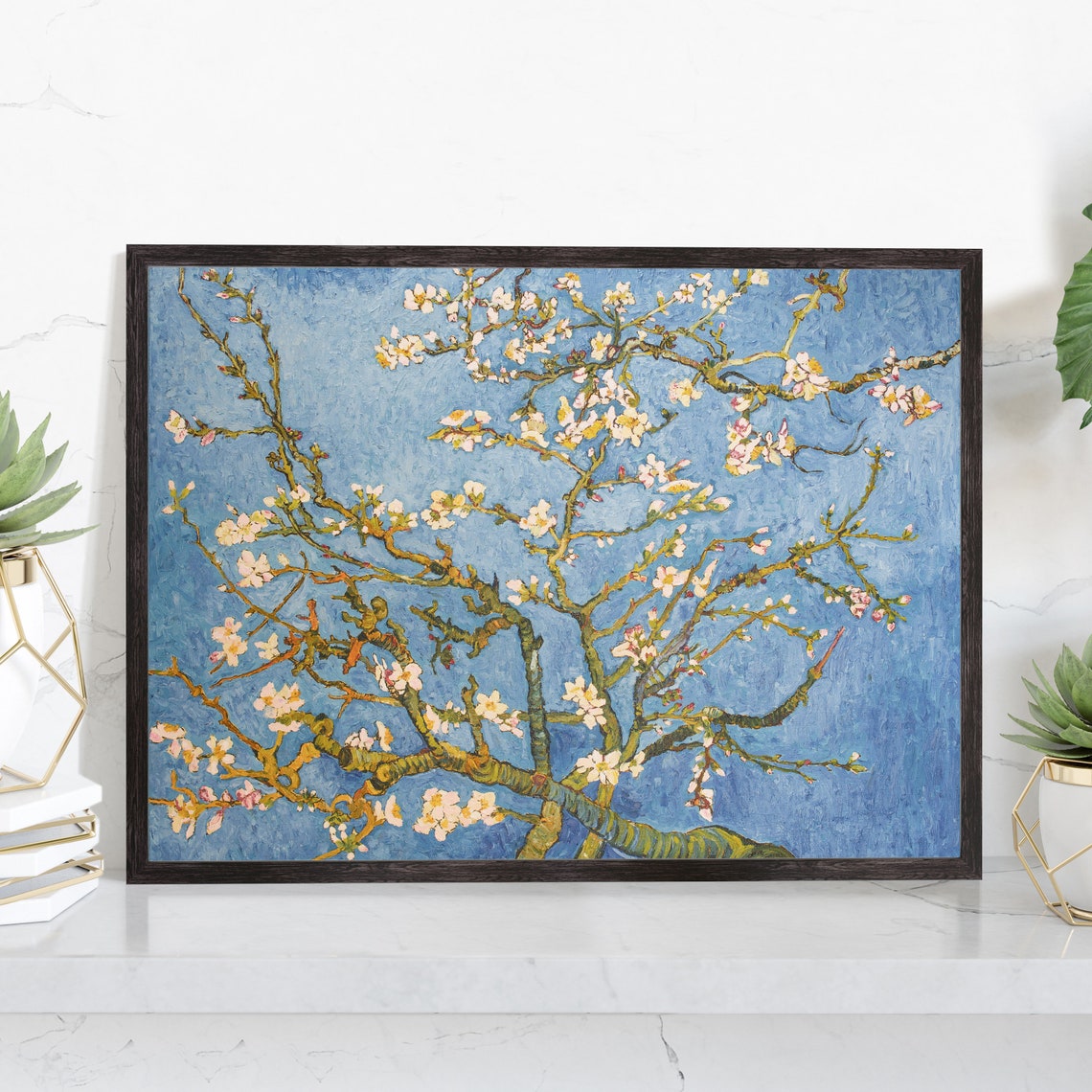 Flowers Oil Painting Almond Blossoms Poster Print Flower Painting Prints Floral Texture Oil Painting Home Office Wall Art Decoration