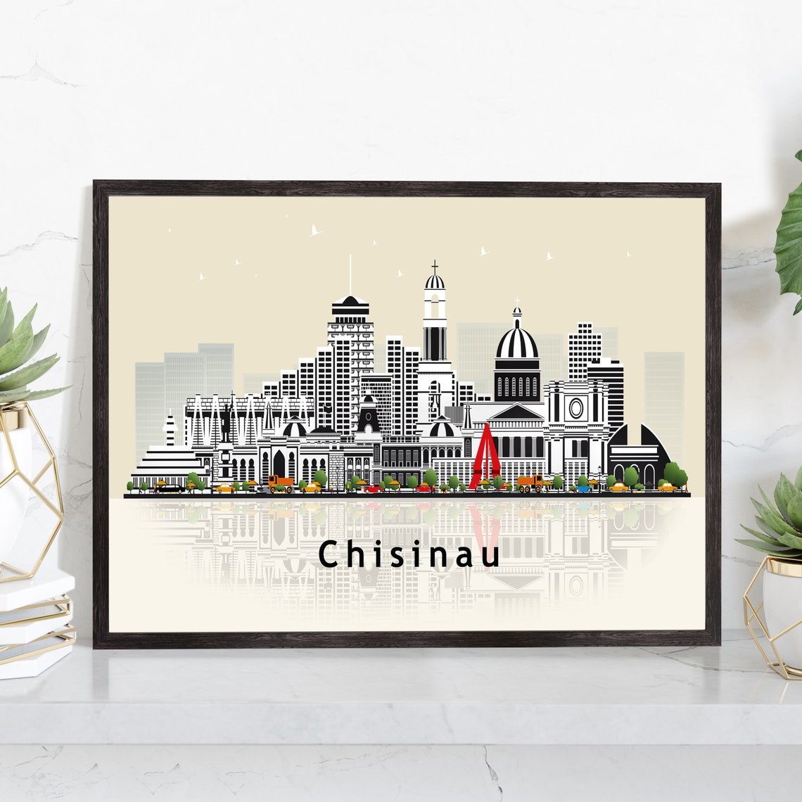 Chisinau Moldova Skyline Vector Illustration City Travel Poster