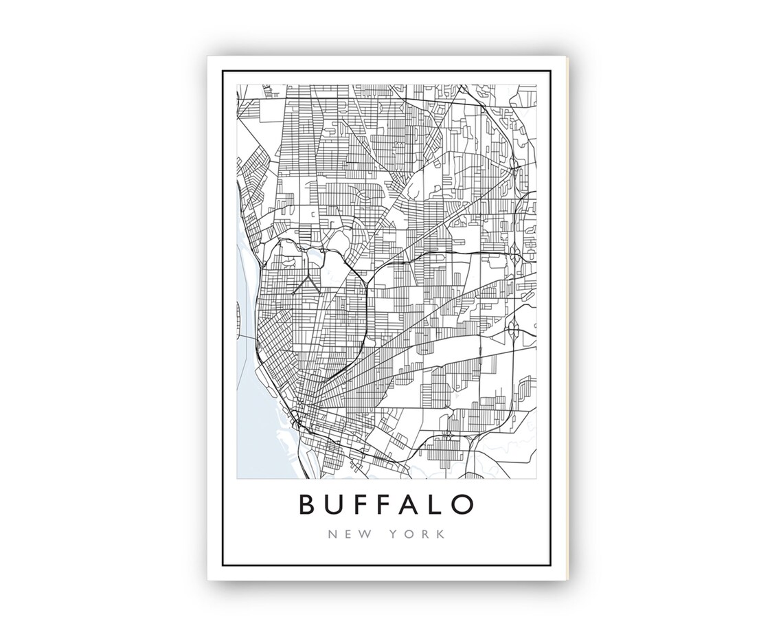 Buffalo New York Minimalist Black White City Street Map Line Poster - Image 2