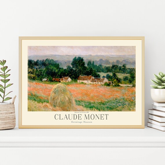 Claude Monet Haystack At Giverny Poppy Field Farmhouse Art Poster