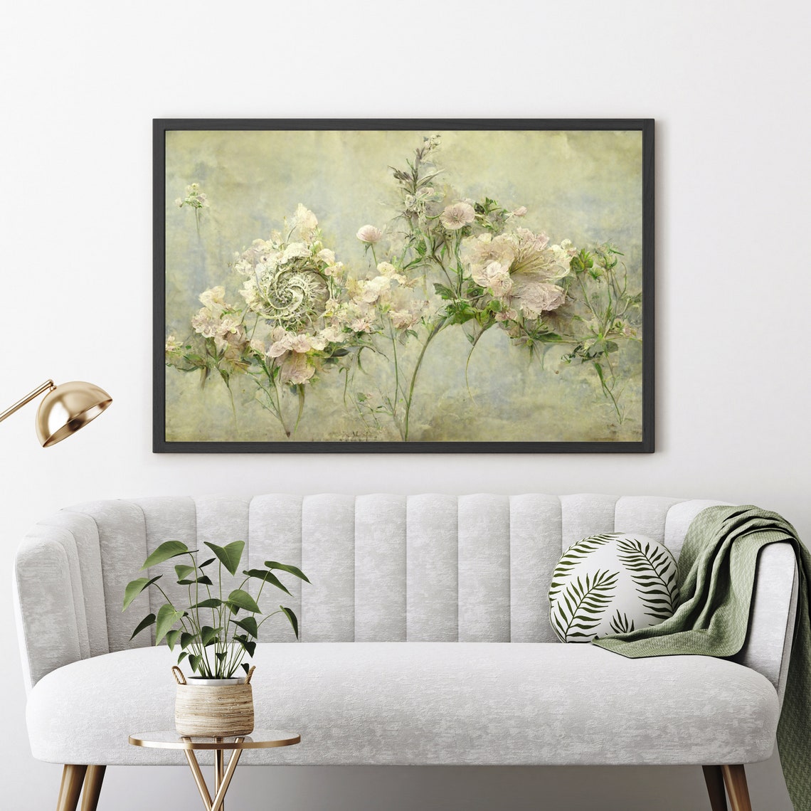 White Blossom Delicate Botanical Watercolor Floral Art Poster Print - Image 4