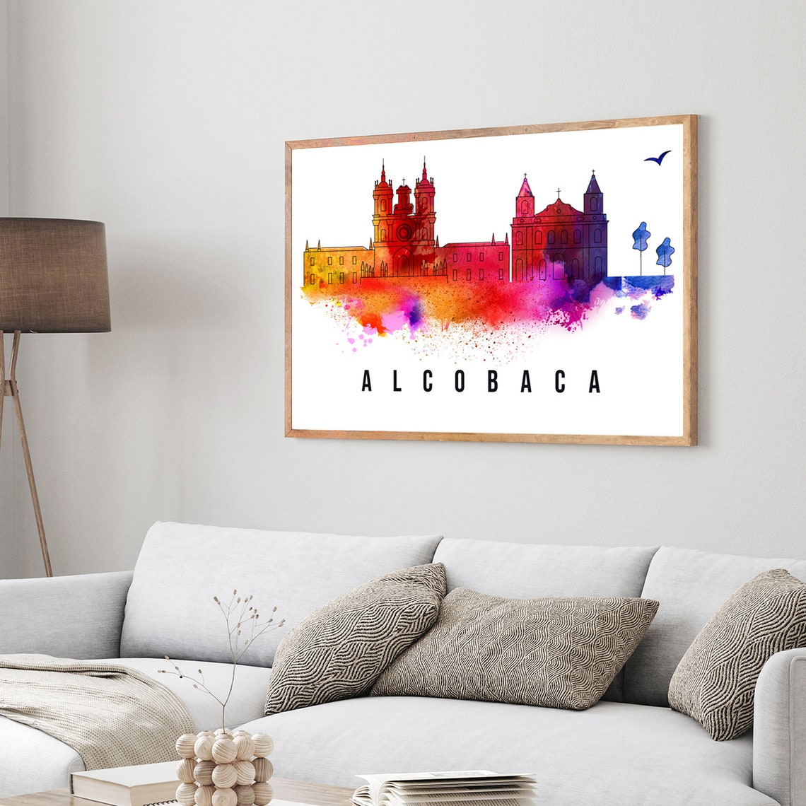 Alcobaca Portugal Poster Skyline Poster Cityscape Poster Portugal Landmark City Illustration Poster Home Wall Art Office Wall Art - Image 3
