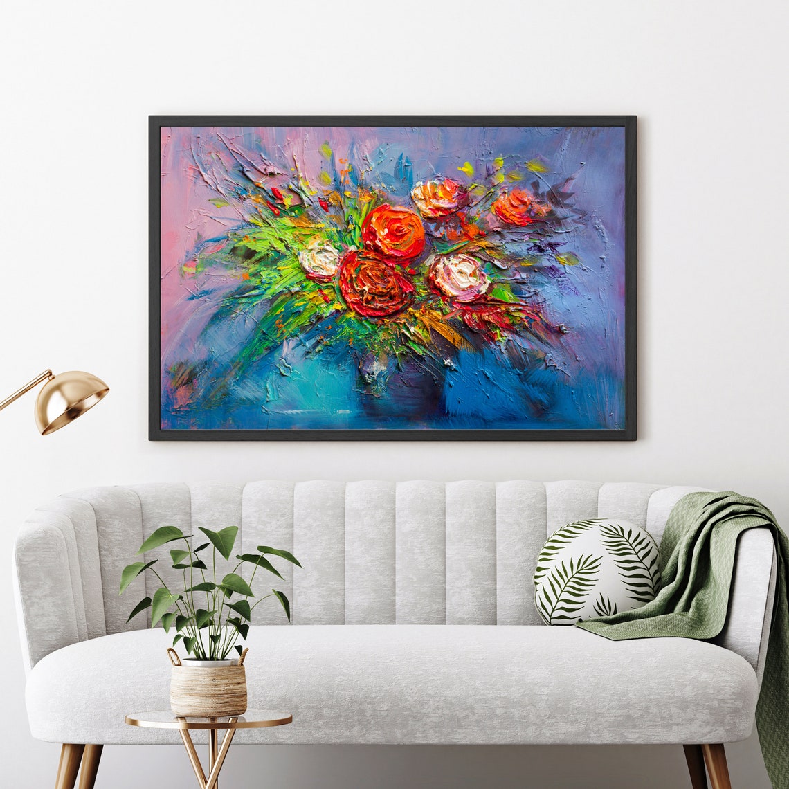 Flowers Oil Painting Flowers Still Life Poster Prints Flower Painting Prints Floral Texture Oil Painting Home Office Wall Art Decoration - Image 4