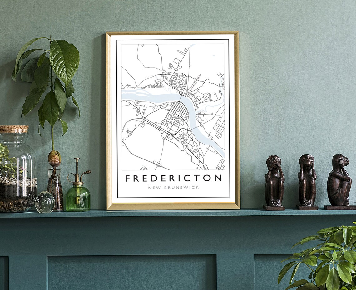 Fredericton New Brunswick Minimal Street Map Black White Travel Poster - Image 3