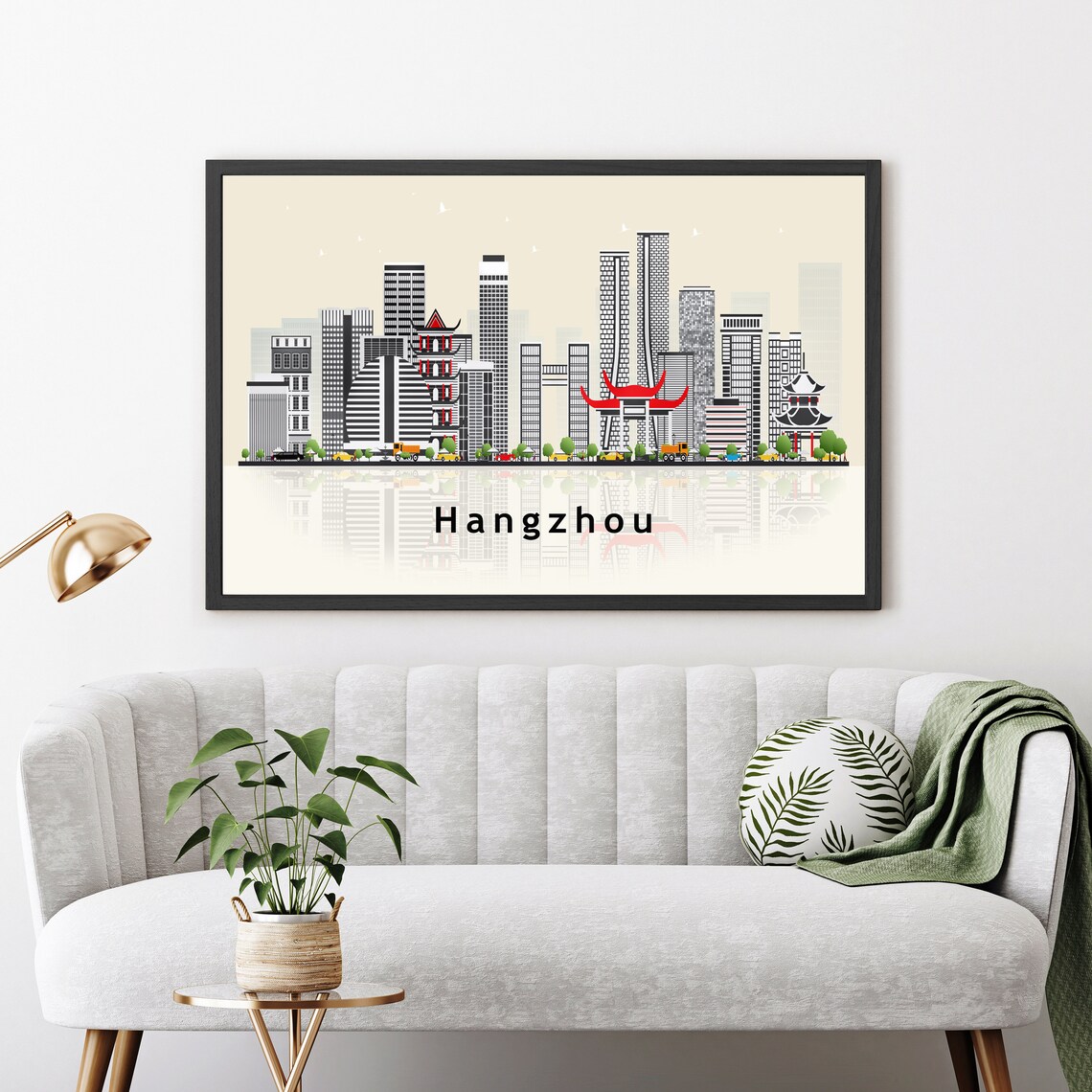 Hangzhou China Modern Skyline Illustration Landmarks Travel Poster - Image 3