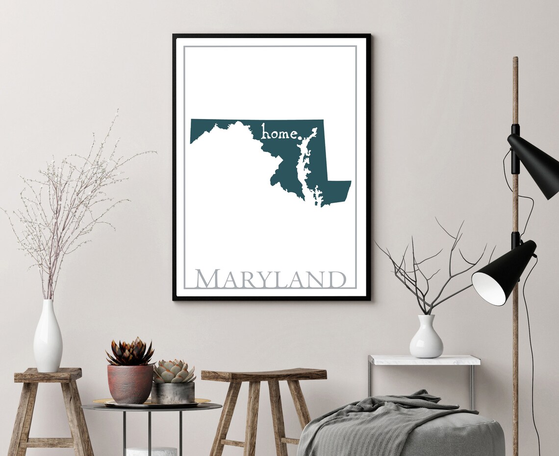 Maryland Modern Map Poster Print, State Map Wall Art - Image 3