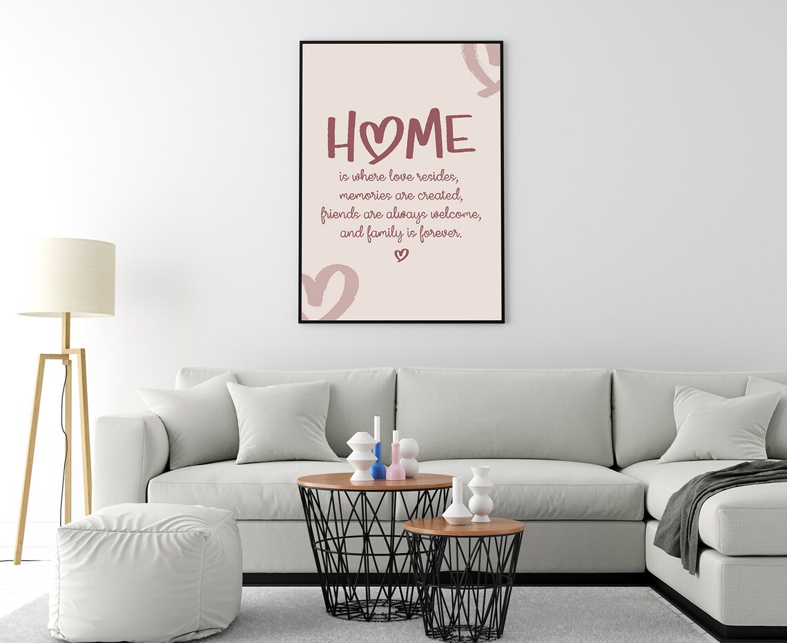 Home Is Where Love Resides Blush Heart Family Definition Quote Poster - Image 4