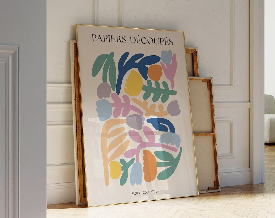Papiers Decoupes Colorful Floral Cutout Matisse Style Poster