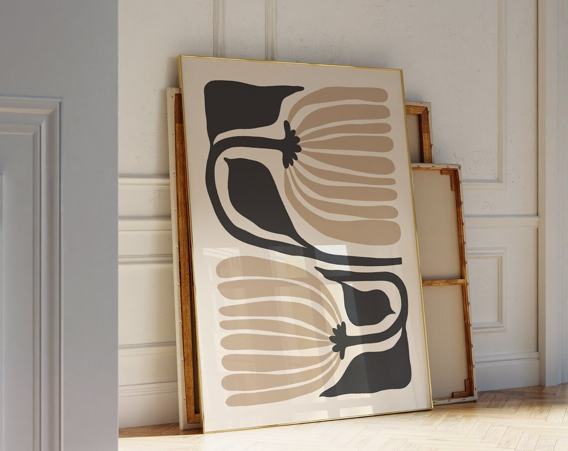 Matisse-Inspired Botanical Flower Poster, Japandi Boho