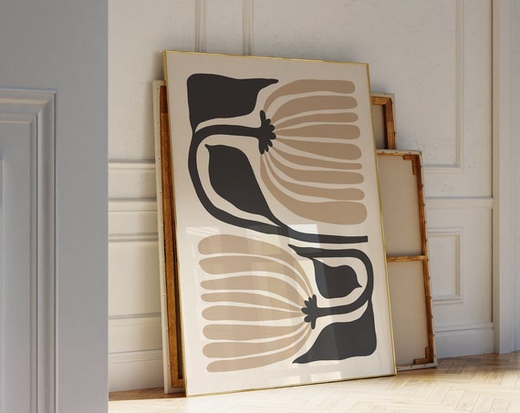 Matisse-Inspired Botanical Flower Poster, Japandi Boho