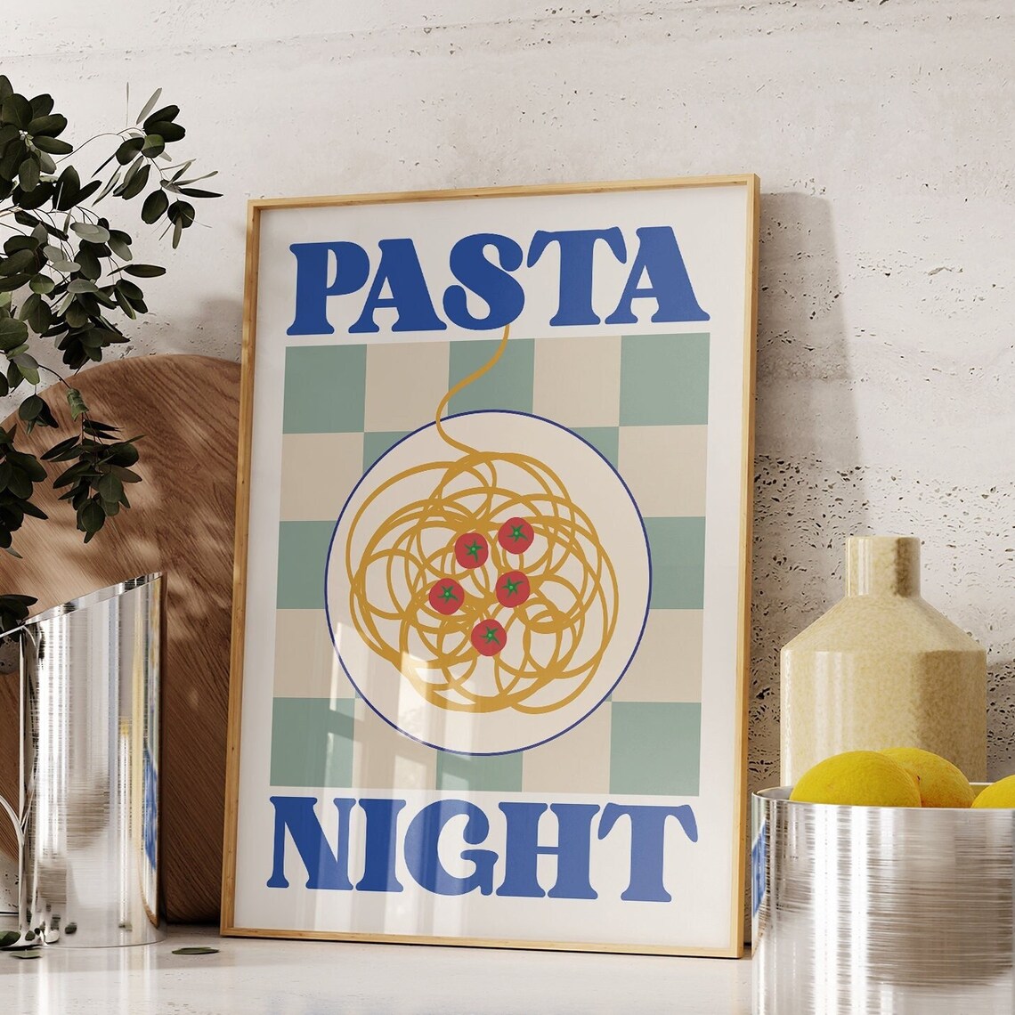 Pasta Night Trendy Kitchen Poster