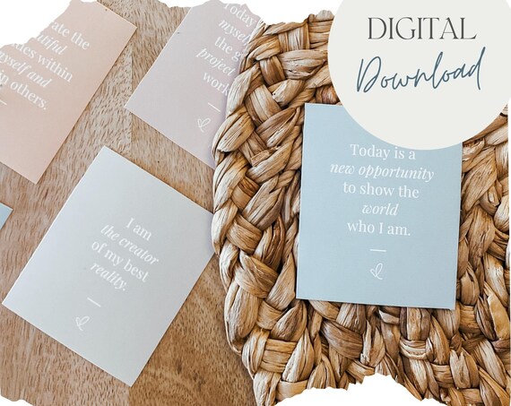 Gentle Self Love Affirmation Cards Digital Download Set Positive Mantra Cards
