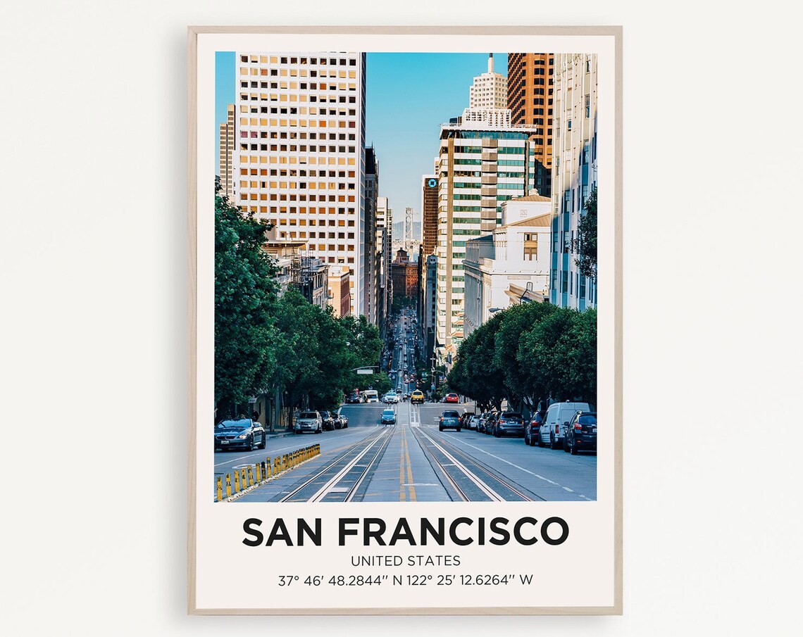 San Francisco California Street Cable Car Tracks Photo Travel Poster