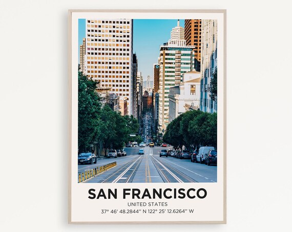 San Francisco California Street Cable Car Tracks Photo Travel Poster