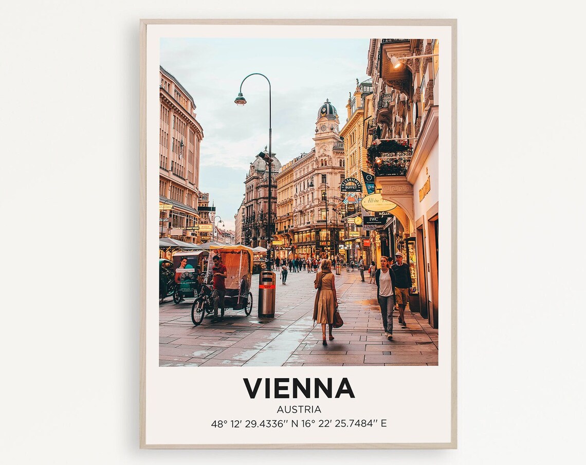 Vienna Austria Old Town Street Vibrant City Photo Travel Poster