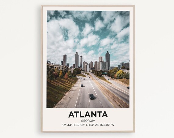 Atlanta Georgia Color Skyline Highway Photo City Travel Poster