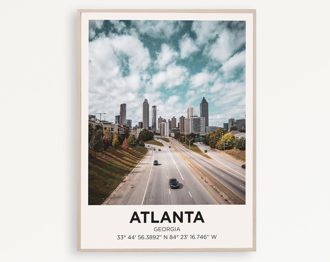 Atlanta Georgia Color Skyline Highway Photo City Travel Poster