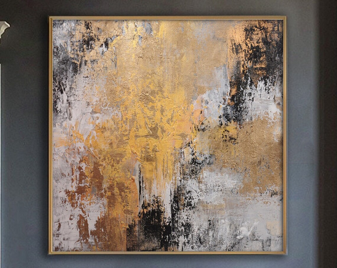 Abstract Painting, Gold and Grey Modern Art Print
