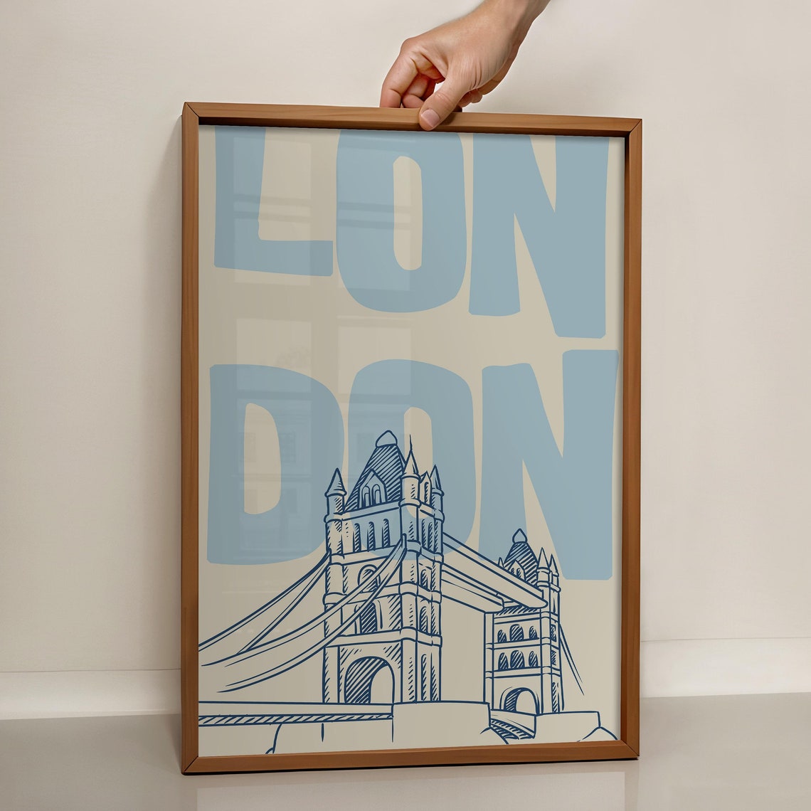 London Tower Bridge Vintage Blue Retro Travel Landmark Wall Poster