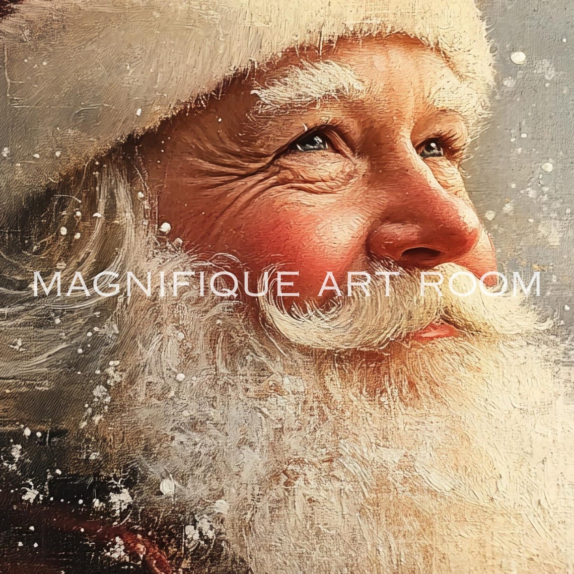 Vintage Santa Claus Wall Art Xmas Santa Prints Winter Christmas Decor Santa Claus Portrait Oil Painting W51 - Image 2
