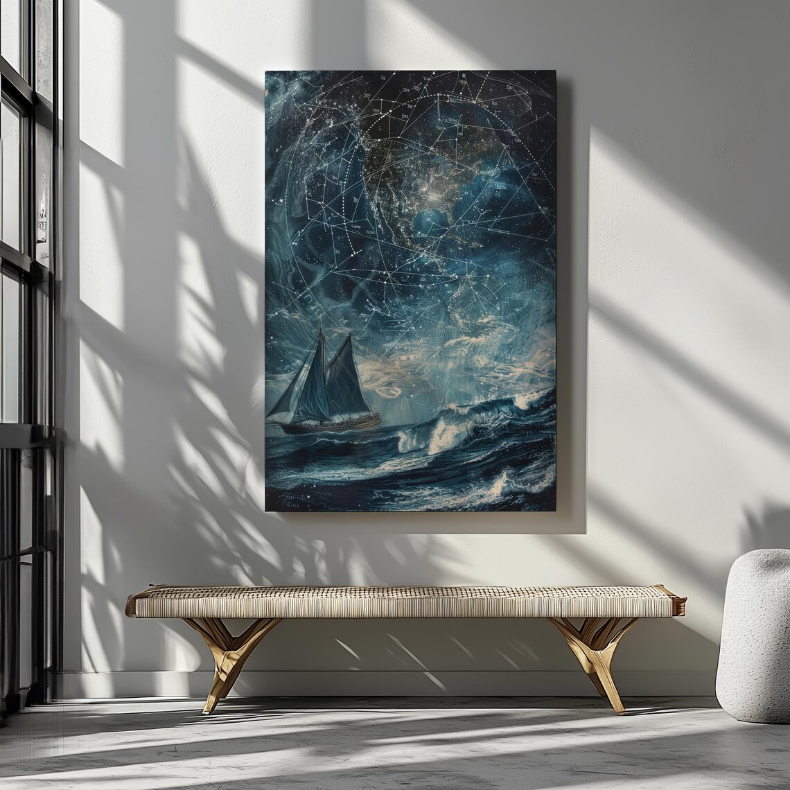Nautical Night Sky Constellation Art, Celestial Ocean Scene - Image 5