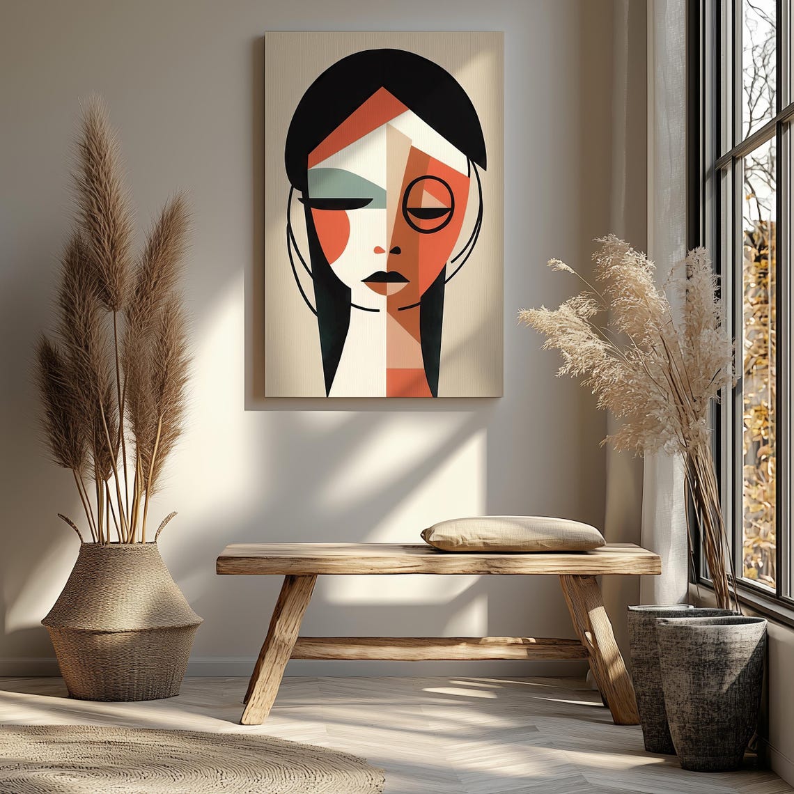 Modern Geometric Portrait Art Minimalist Abstract Face Cubist Style Wall Art Contemporary Decor Ai Generated - Image 6