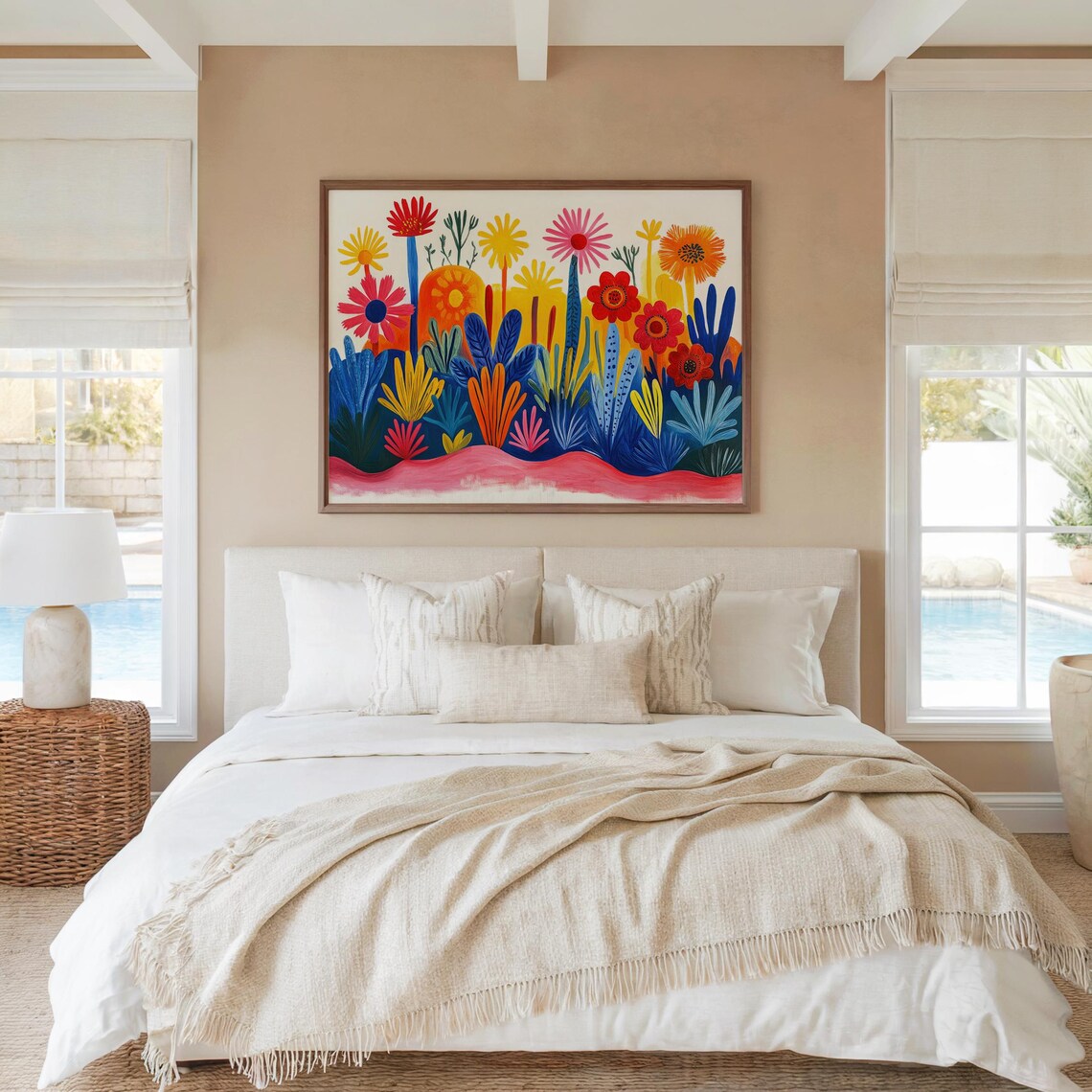 Matisse Inspired Garden Bold Colorful Cut Out Flowers Vibrant Wall Art Print - Image 3