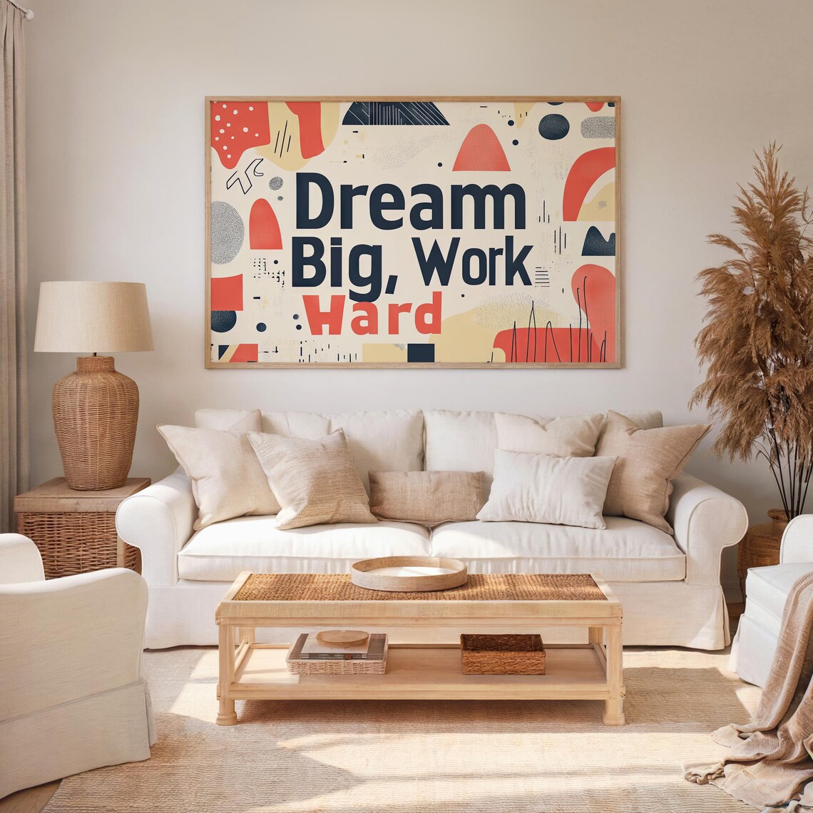 Dream Big Work Hard Modern Typography Print Motivational Quote Art Bold Minimalist Design Geometric Background - Image 7